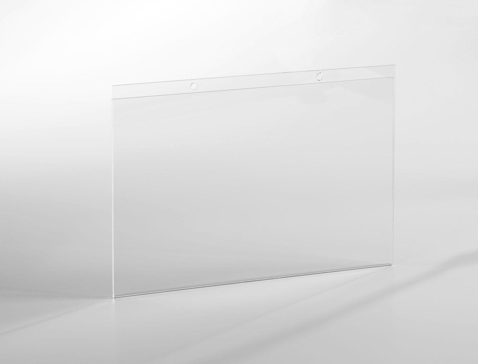 Porte affichette A4 paysage fixation par vis plexiglas transparent