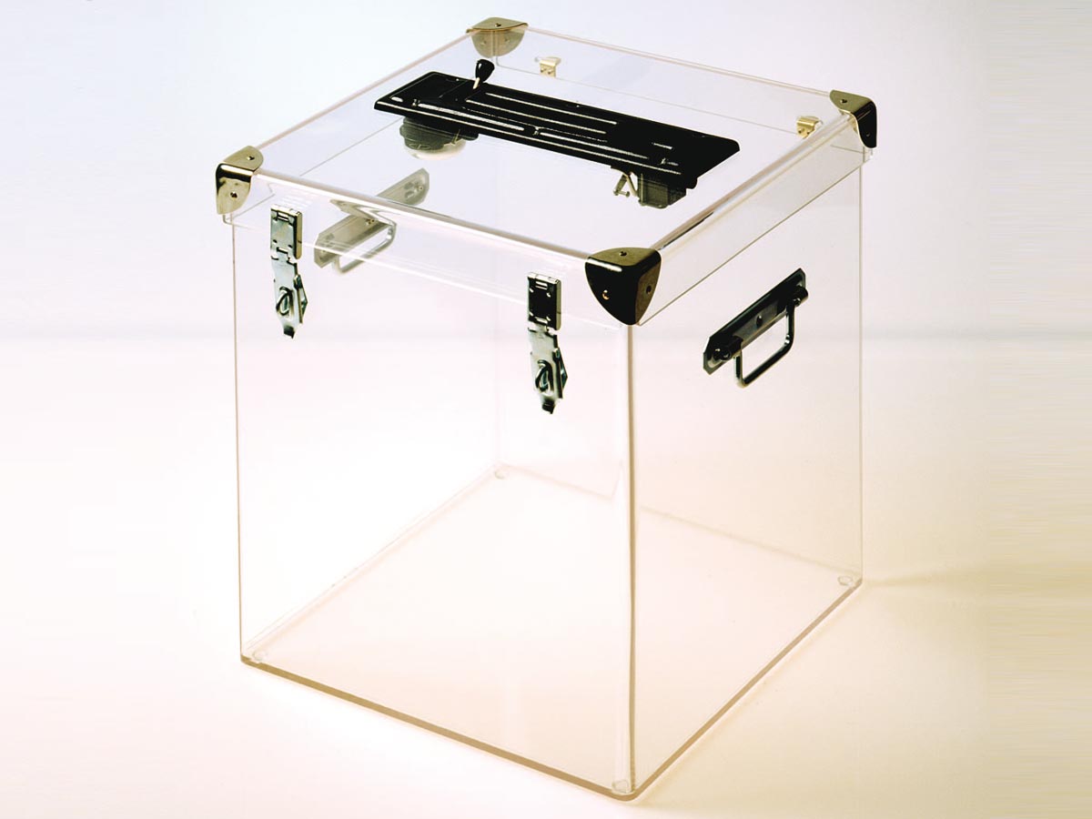Urne électorale standard 1200 bulletins en plexiglas transparent
