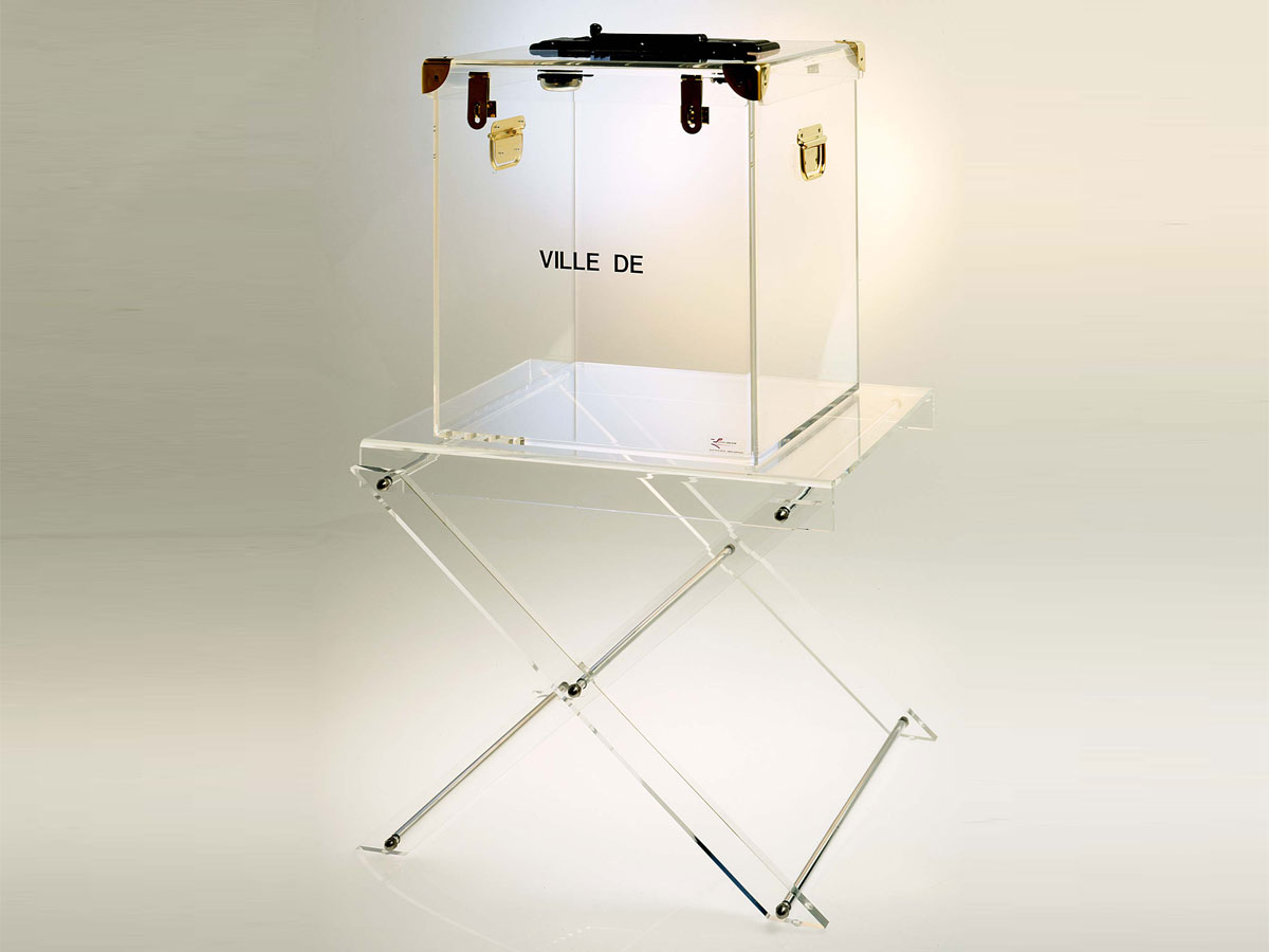 Table support d'urne 75 en plexiglas transparent