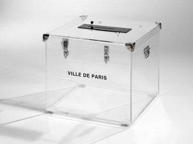 Urne électoral prestige 1500 bulletins en plexiglas transparent